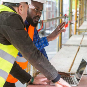 construction workers talking